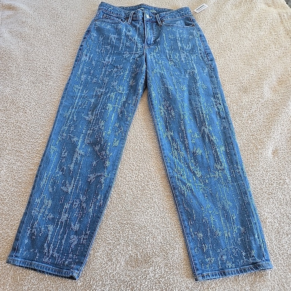 Old Navy High-Rise O.G. Loose‎ The Matrix Texture Denim Jeans Sz 12 NWT
